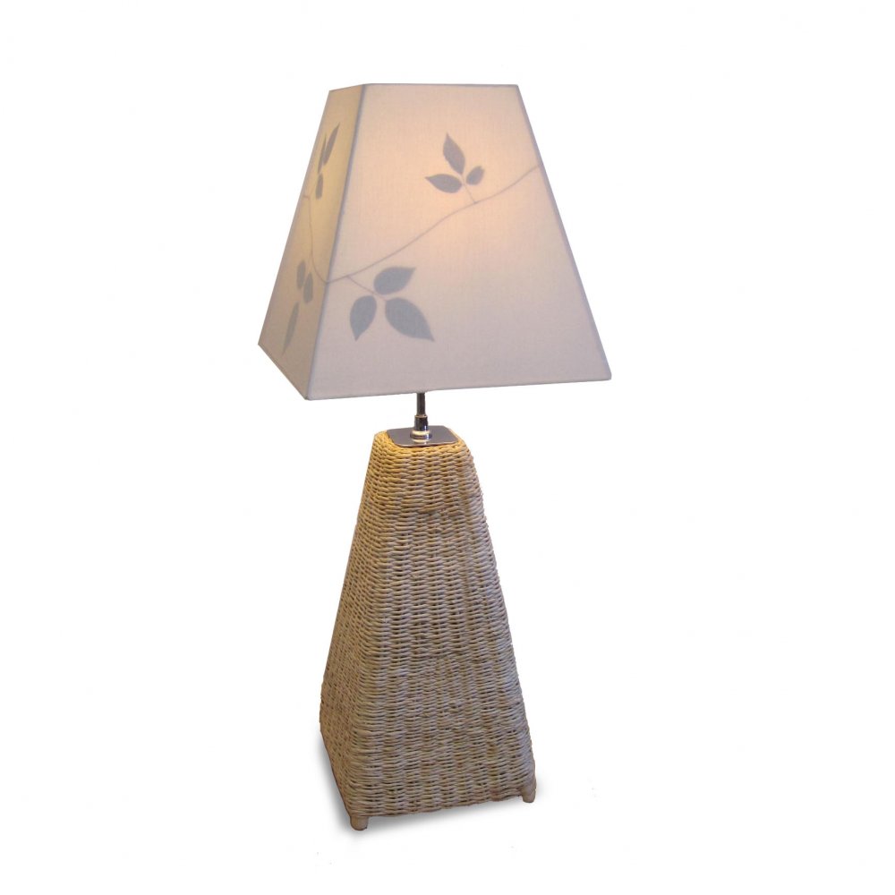 Small Table Lamp - Leaf Print Shade - Fair Trade Furniture