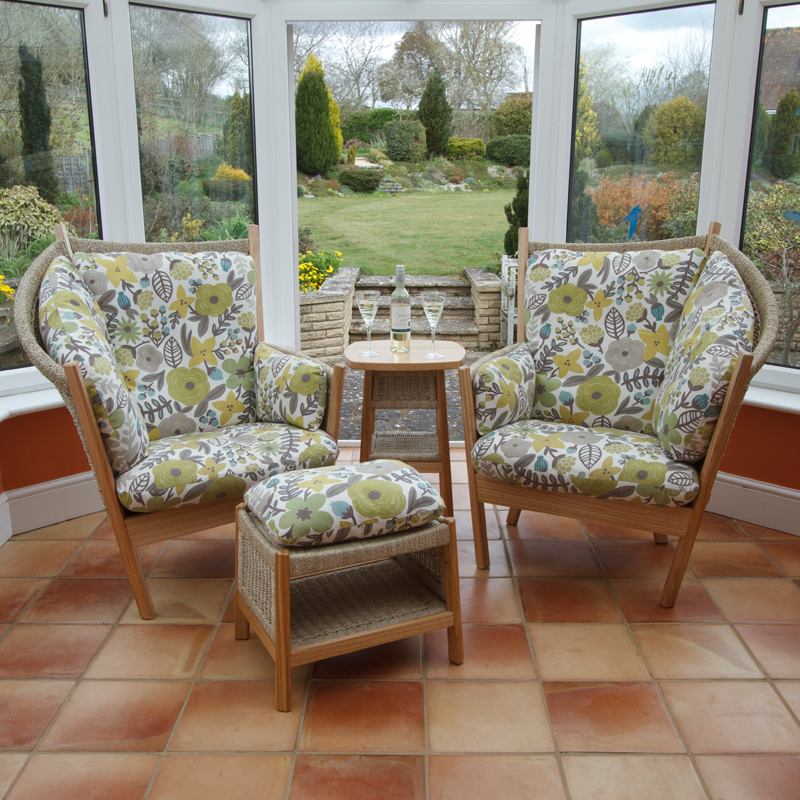 garden room armchair with footstool