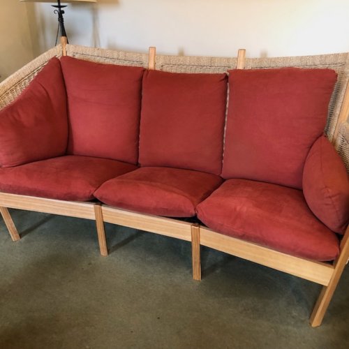 red color sofa