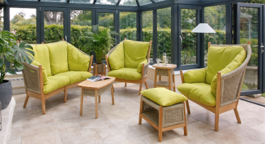 Semarang furniture arranged in a conservatory